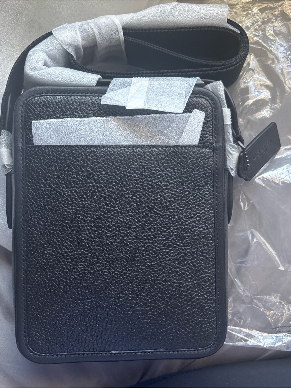 Coach Black Pebbled Leather Messenger Crossbody